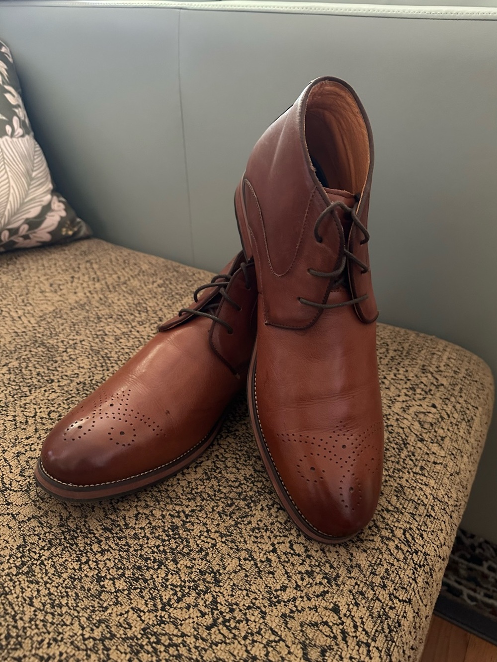 Florsheim Cognac Leather Chukka Boots with Brogue
Toe Size 13 3E